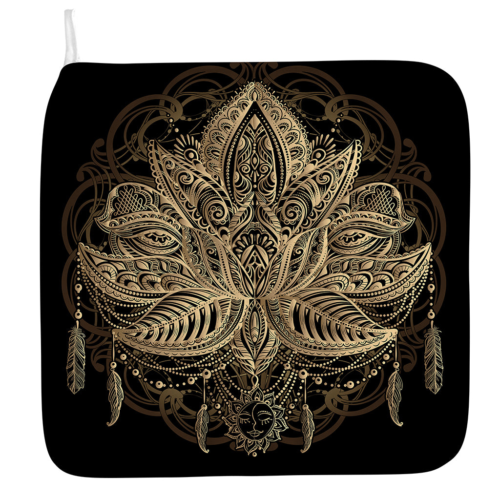 Boho Spiritual Lotus Print Hand Towel
