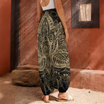 Boho Spiritual Lotus Print Harem Pants