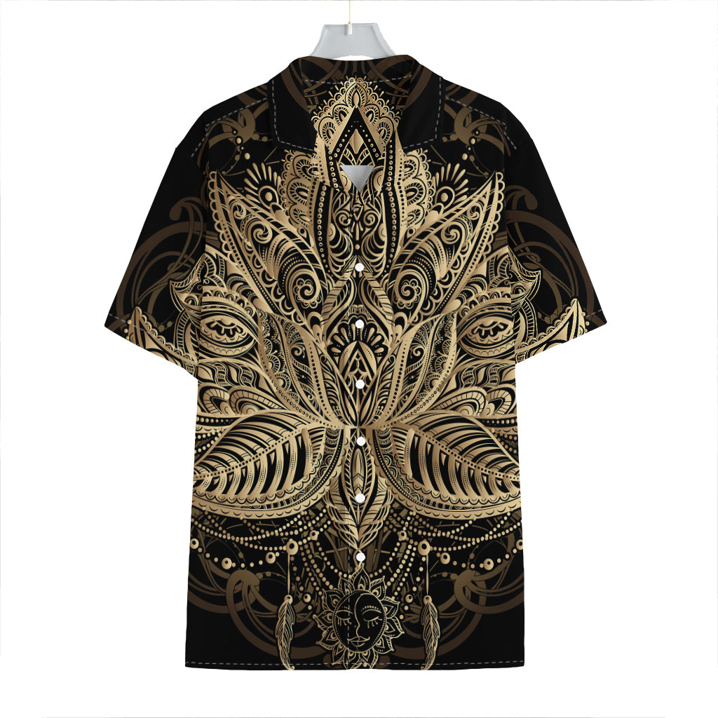 Boho Spiritual Lotus Print Hawaiian Shirt