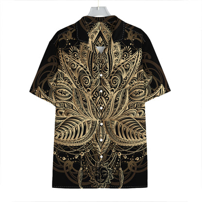 Boho Spiritual Lotus Print Hawaiian Shirt