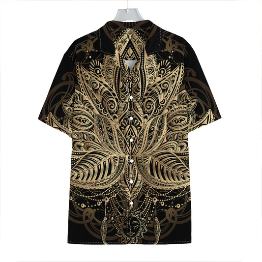 Boho Spiritual Lotus Print Hawaiian Shirt