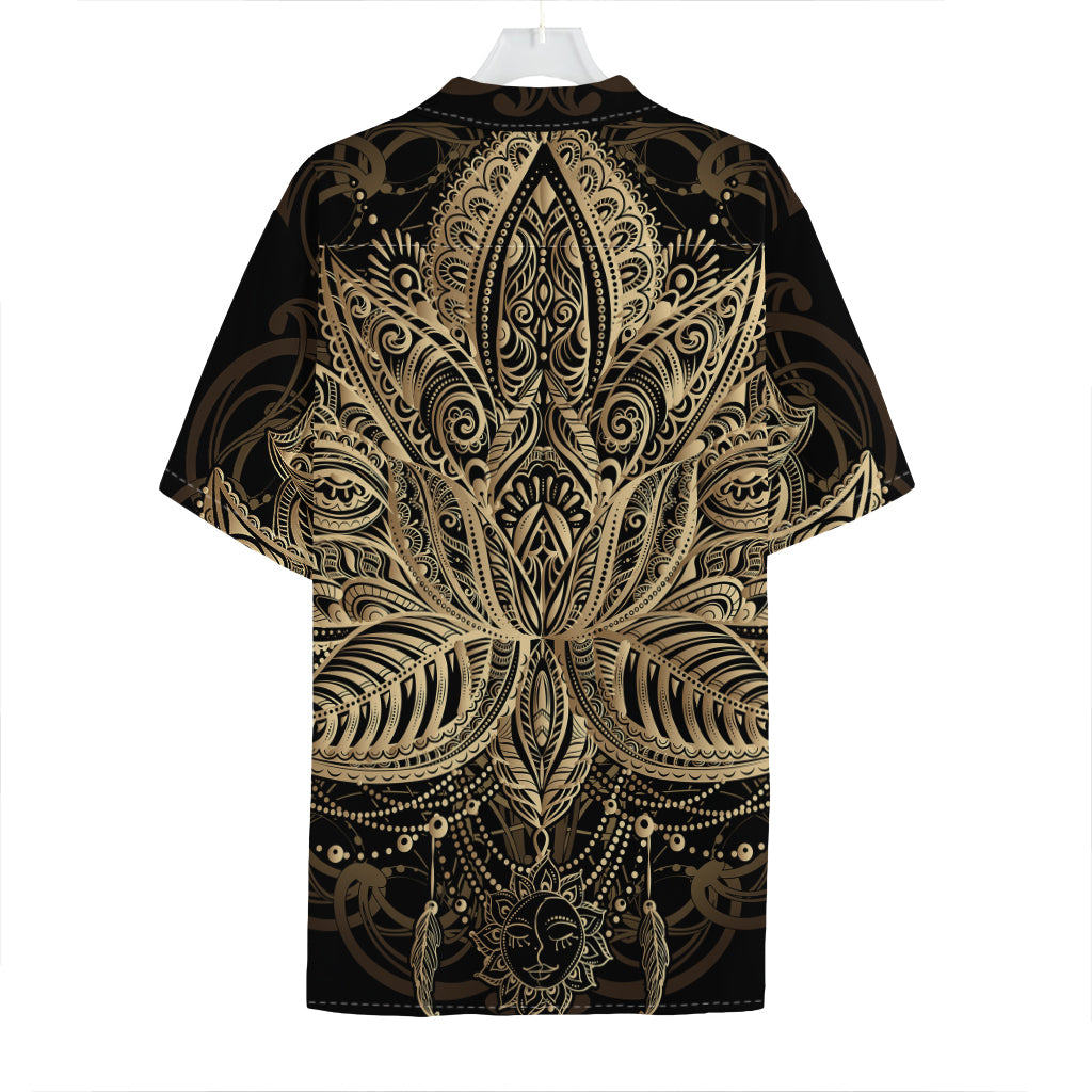 Boho Spiritual Lotus Print Hawaiian Shirt