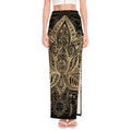Boho Spiritual Lotus Print High Slit Maxi Skirt