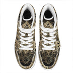 Boho Spiritual Lotus Print High Top Leather Sneakers