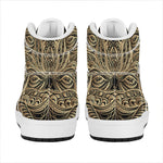 Boho Spiritual Lotus Print High Top Leather Sneakers