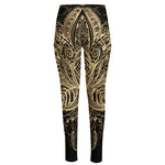 Boho Spiritual Lotus Print High-Waisted Pocket Leggings