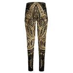 Boho Spiritual Lotus Print High-Waisted Pocket Leggings