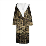 Boho Spiritual Lotus Print Hooded Bathrobe