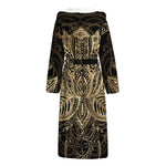 Boho Spiritual Lotus Print Hooded Bathrobe