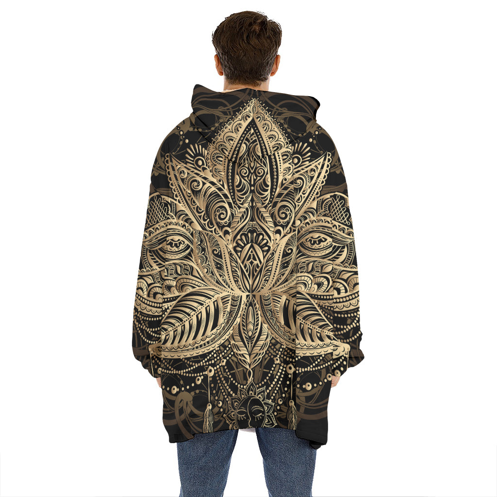 Boho Spiritual Lotus Print Hoodie Blanket