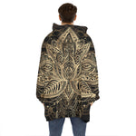 Boho Spiritual Lotus Print Hoodie Blanket