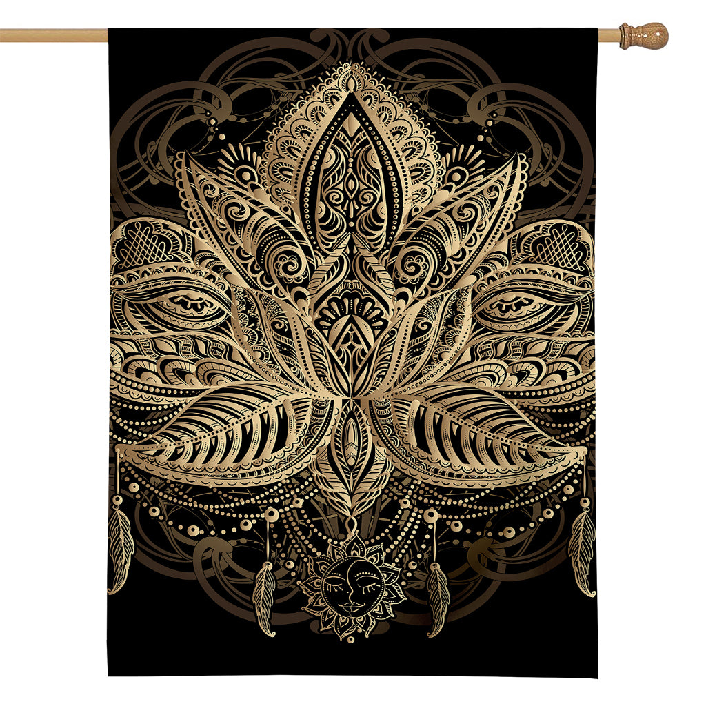 Boho Spiritual Lotus Print House Flag