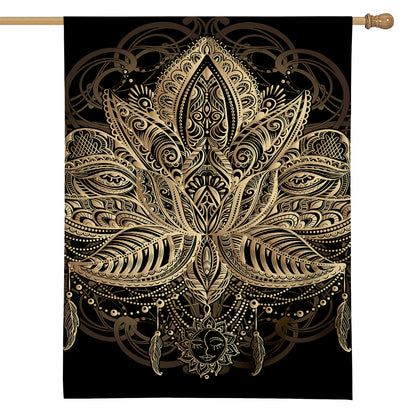 Boho Spiritual Lotus Print House Flag