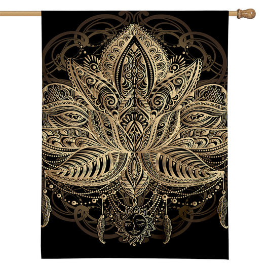 Boho Spiritual Lotus Print House Flag
