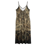 Boho Spiritual Lotus Print Jersey Midi Cami Dress