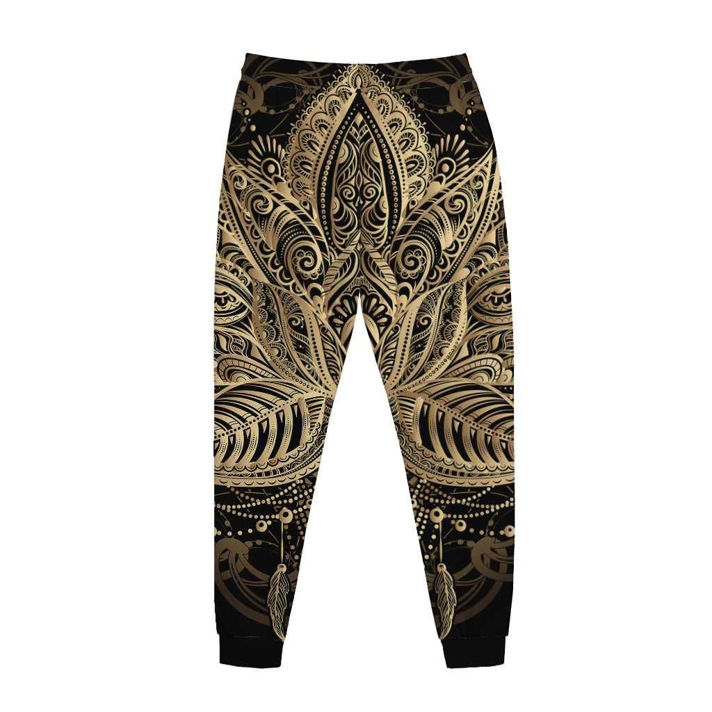 Boho Spiritual Lotus Print Jogger Pants