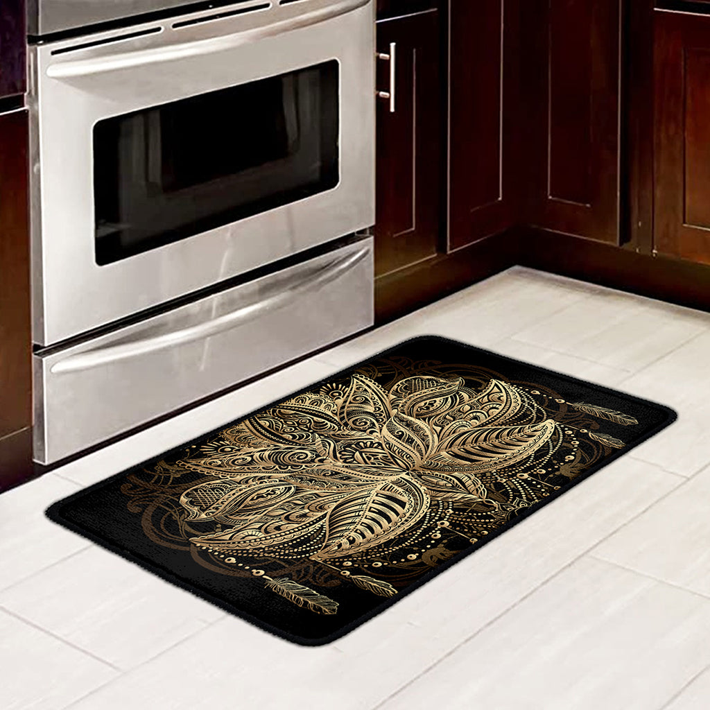 Boho Spiritual Lotus Print Kitchen Mat
