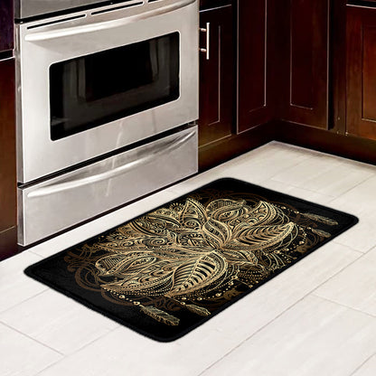 Boho Spiritual Lotus Print Kitchen Mat