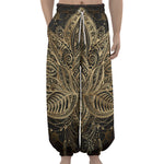 Boho Spiritual Lotus Print Lantern Pants