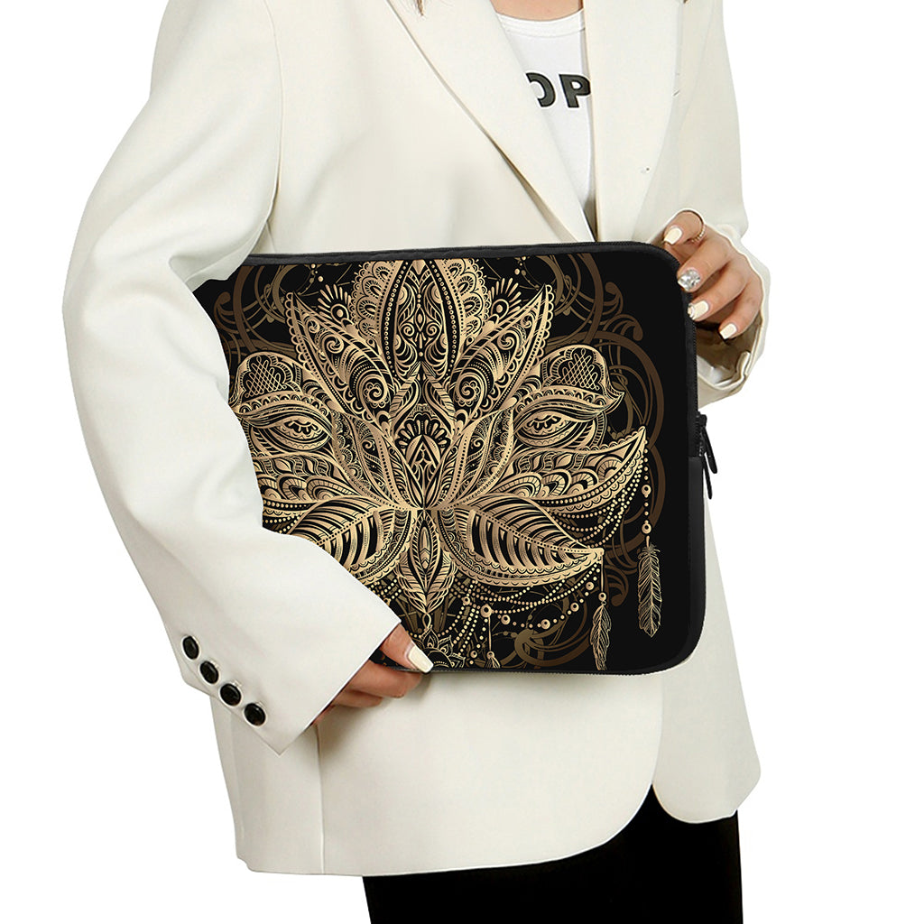Boho Spiritual Lotus Print Laptop Sleeve