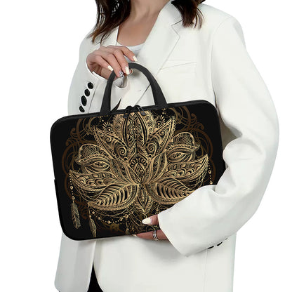 Boho Spiritual Lotus Print Laptop Sleeve With Handle