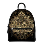 Boho Spiritual Lotus Print Leather Backpack