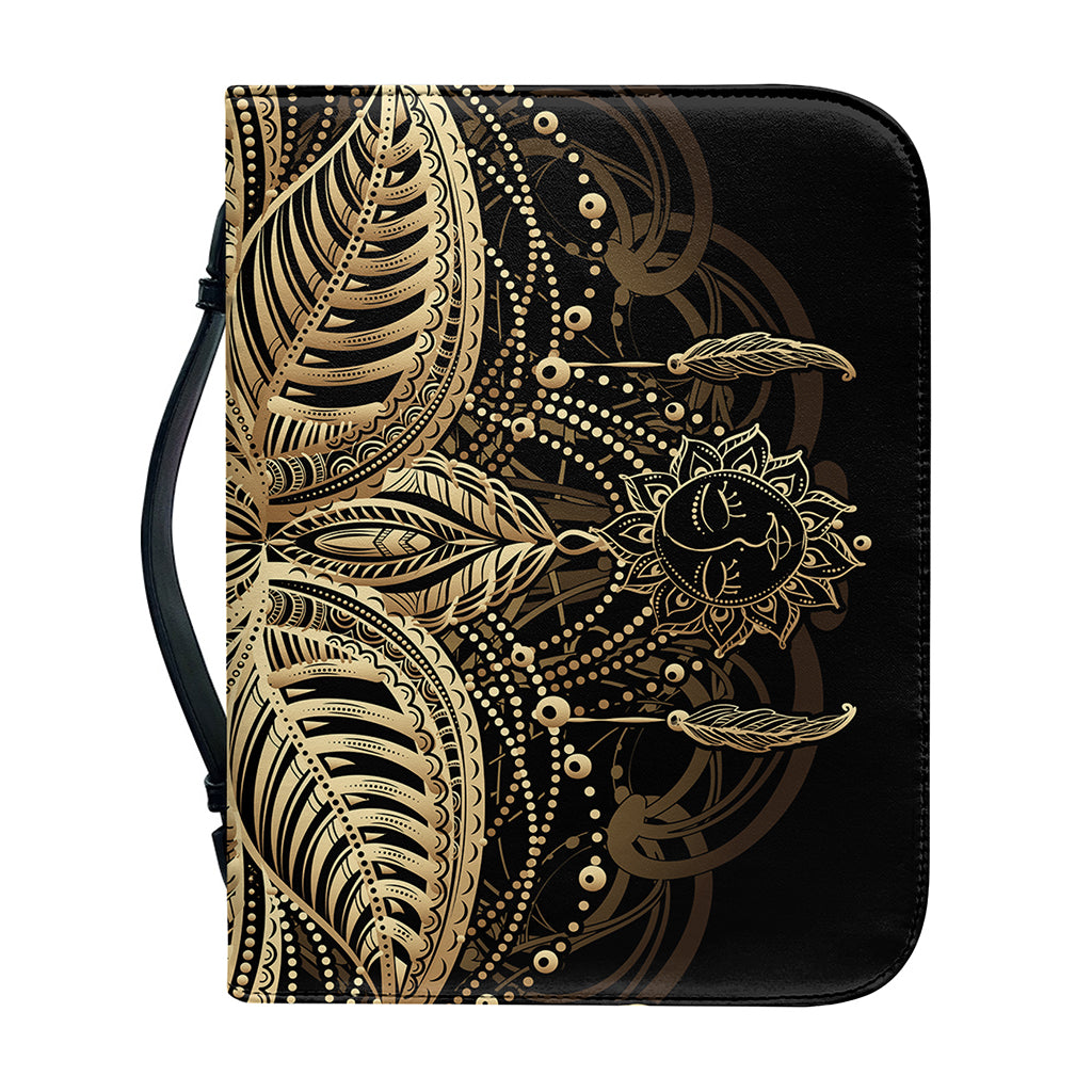 Boho Spiritual Lotus Print Leather Bible Cover