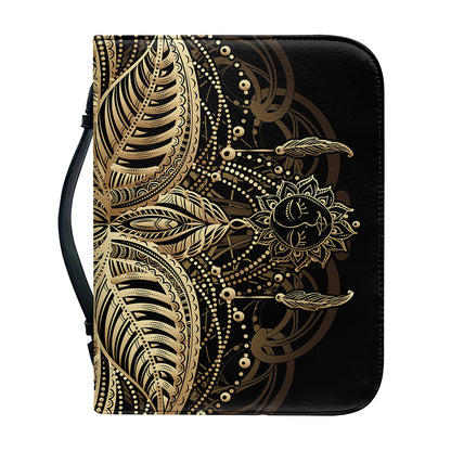 Boho Spiritual Lotus Print Leather Bible Cover