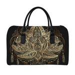Boho Spiritual Lotus Print Leather Duffle Bag