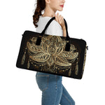 Boho Spiritual Lotus Print Leather Duffle Bag