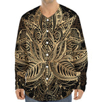Boho Spiritual Lotus Print Long Sleeve Baseball Jersey