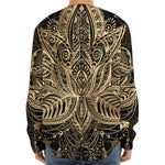 Boho Spiritual Lotus Print Long Sleeve Baseball Jersey