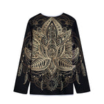 Boho Spiritual Lotus Print Long Sleeve Short Coat