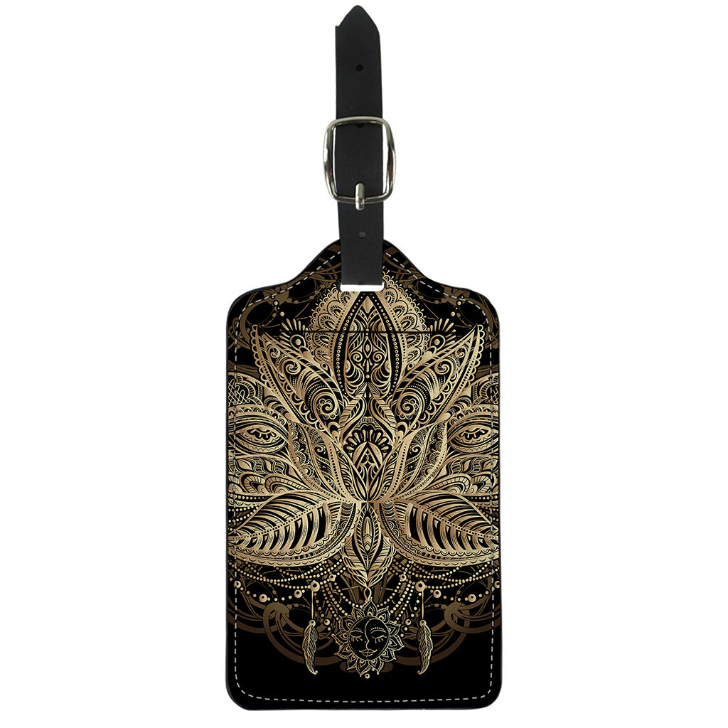 Boho Spiritual Lotus Print Luggage Tag