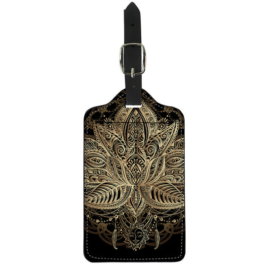 Boho Spiritual Lotus Print Luggage Tag