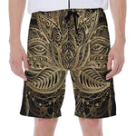 Boho Spiritual Lotus Print Men's Beach Shorts