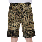 Boho Spiritual Lotus Print Men's Beach Shorts
