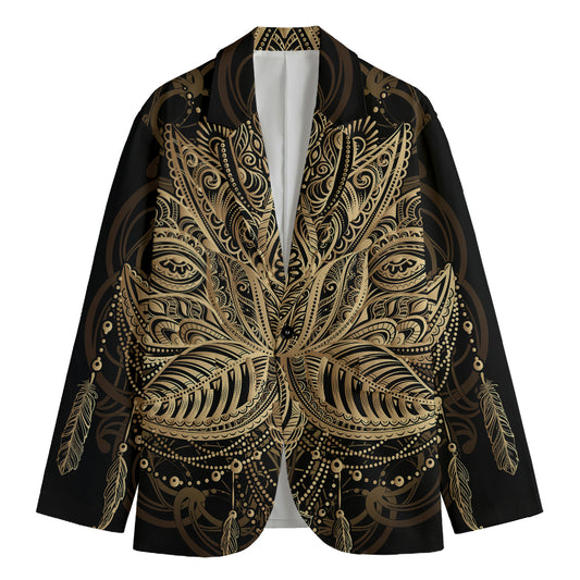 Boho Spiritual Lotus Print Men's Blazer