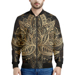 Boho Spiritual Lotus Print Men's Bomber Jacket