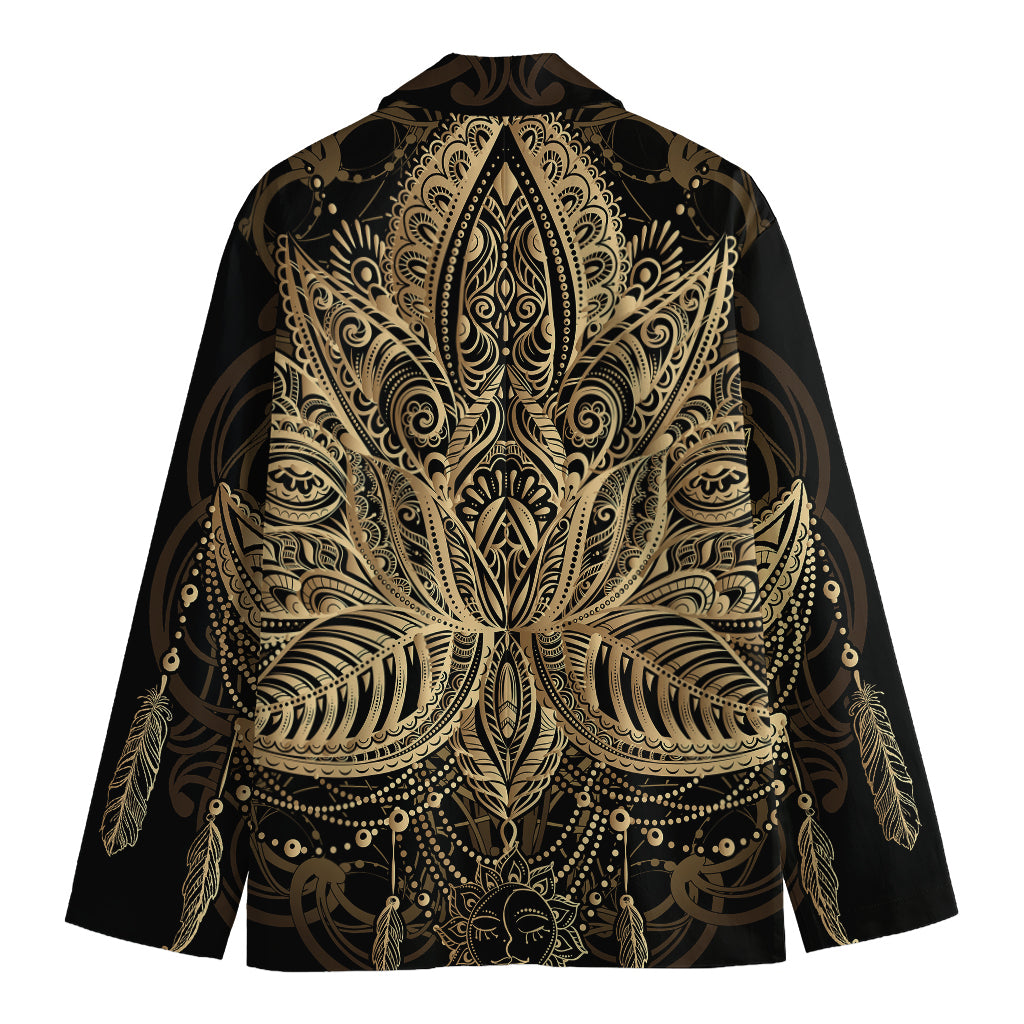 Boho Spiritual Lotus Print Men's Cotton Blazer