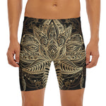 Boho Spiritual Lotus Print Men's Long Boxer Briefs