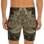 Boho Spiritual Lotus Print Men's Long Boxer Briefs