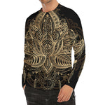 Boho Spiritual Lotus Print Men's Long Sleeve Rash Guard