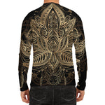 Boho Spiritual Lotus Print Men's Long Sleeve Rash Guard