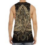 Boho Spiritual Lotus Print Men's Muscle Tank Top
