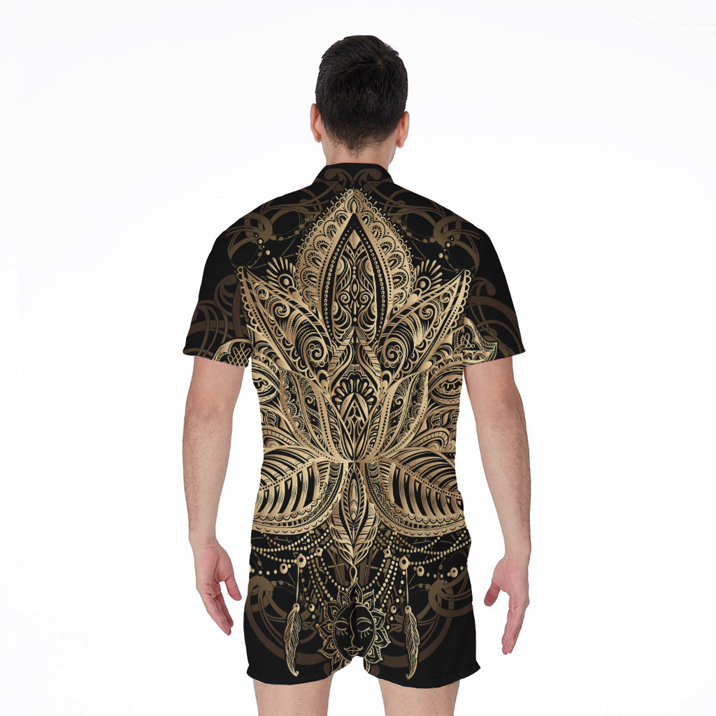 Boho Spiritual Lotus Print Men's Rompers