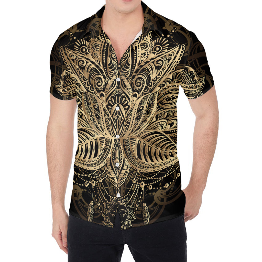 Boho Spiritual Lotus Print Men's Shirt