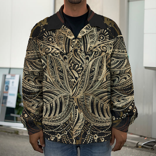 Boho Spiritual Lotus Print Men's Shirt Jacket