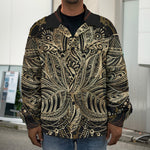 Boho Spiritual Lotus Print Men's Shirt Jacket