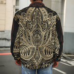 Boho Spiritual Lotus Print Men's Shirt Jacket